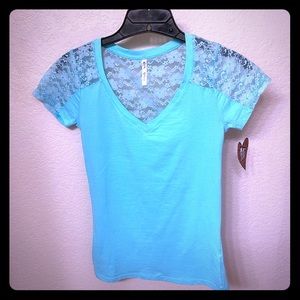 Teal T-Shirt w/Lace